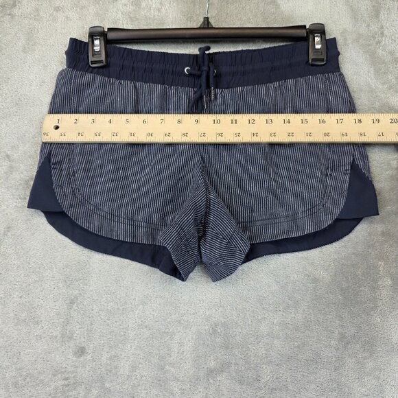 Athleta Shorts Womens 6 Blue White Striped Linen Drawstring Pockets Pull On - Picture 5 of 10